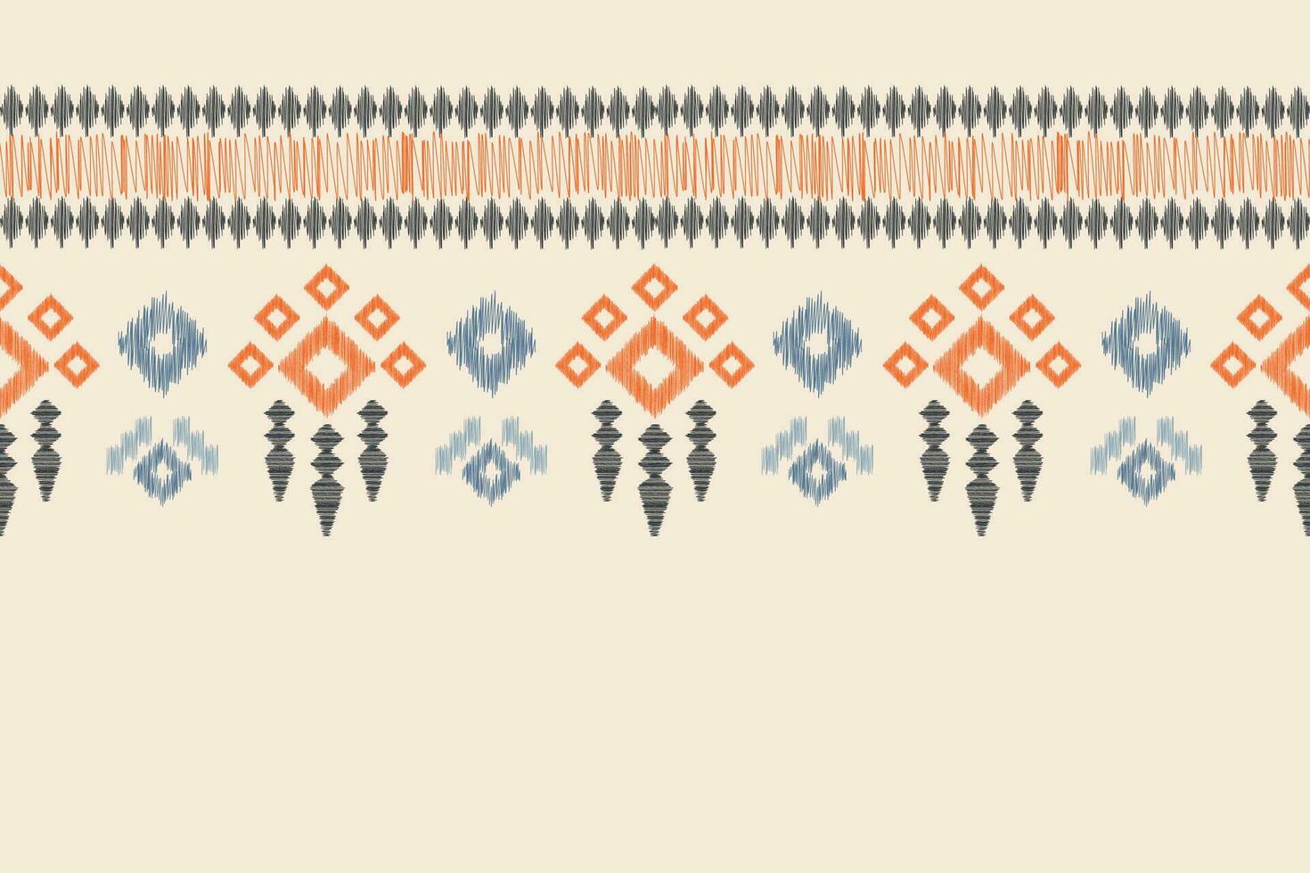 Ethnic Ikat fabric pattern geometric style.African Ikat embroidery Ethnic oriental pattern brown cream background. Abstract,vector,illustration.Texture,clothing,frame,decoration,carpet,motif. vector