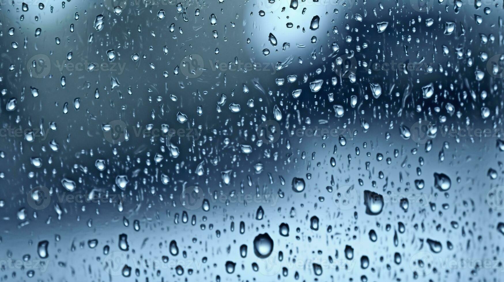 ai generado gotas de lluvia en el ventana. azul tono. generativo ai foto