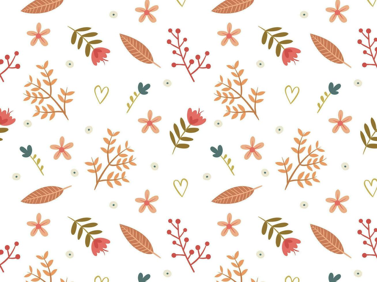 Great pattern with flowers and hearts Background vector