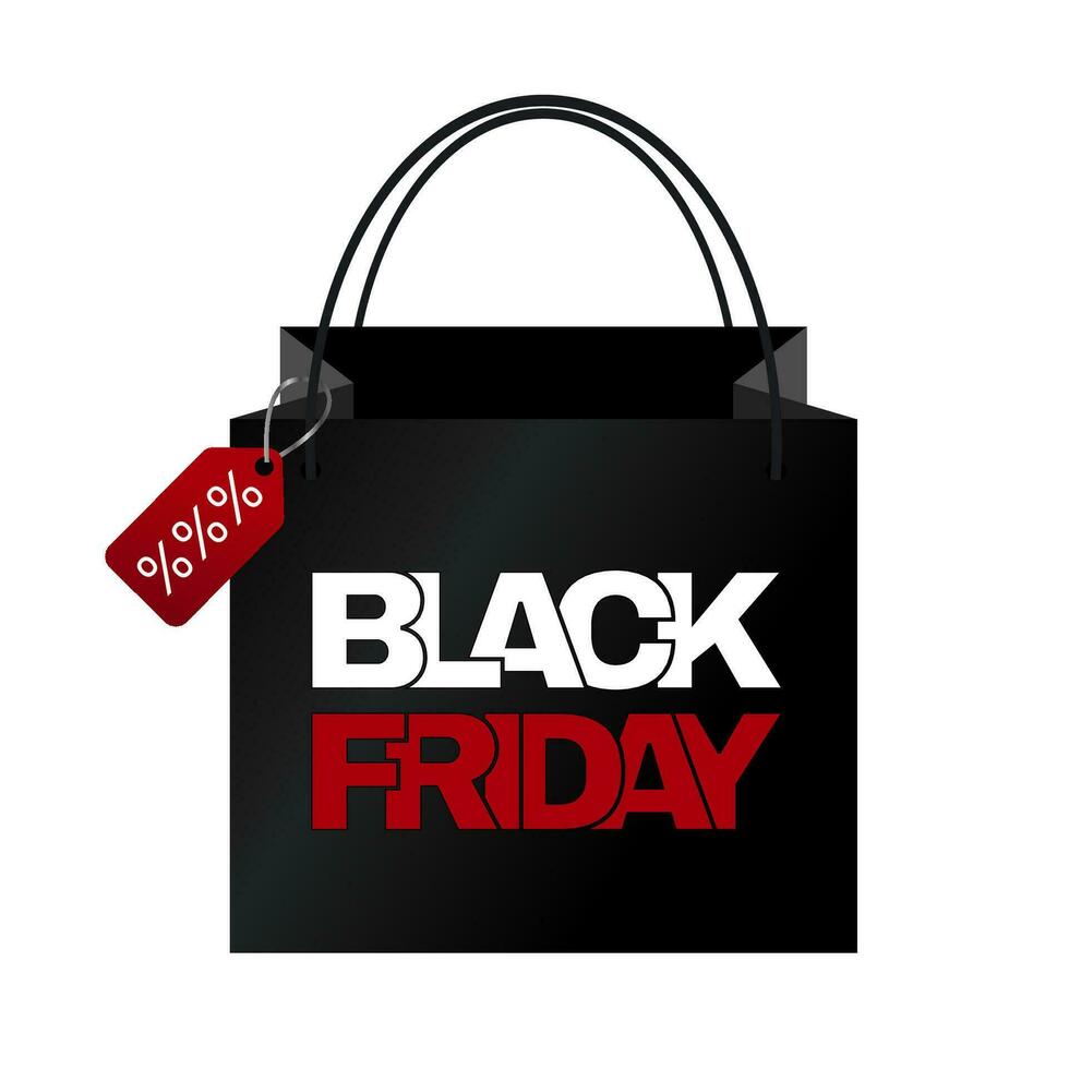 Black Friday. The inscription on the shopping bag. Vector illustration.