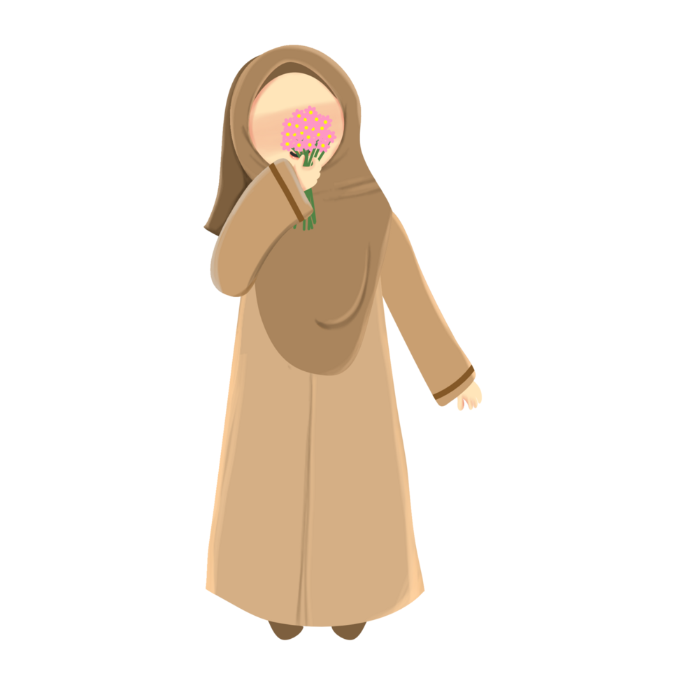 Muslim women holding flowers 35886581 PNG