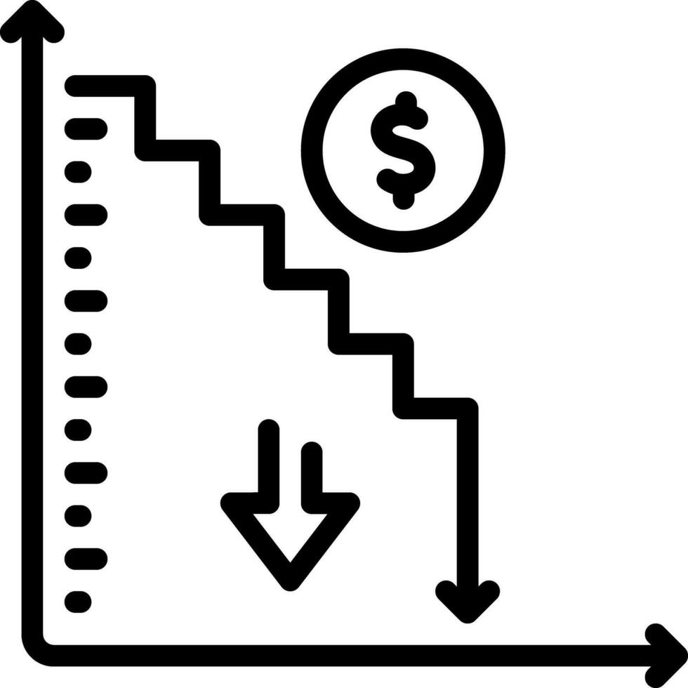 línea icono para disminuido vector