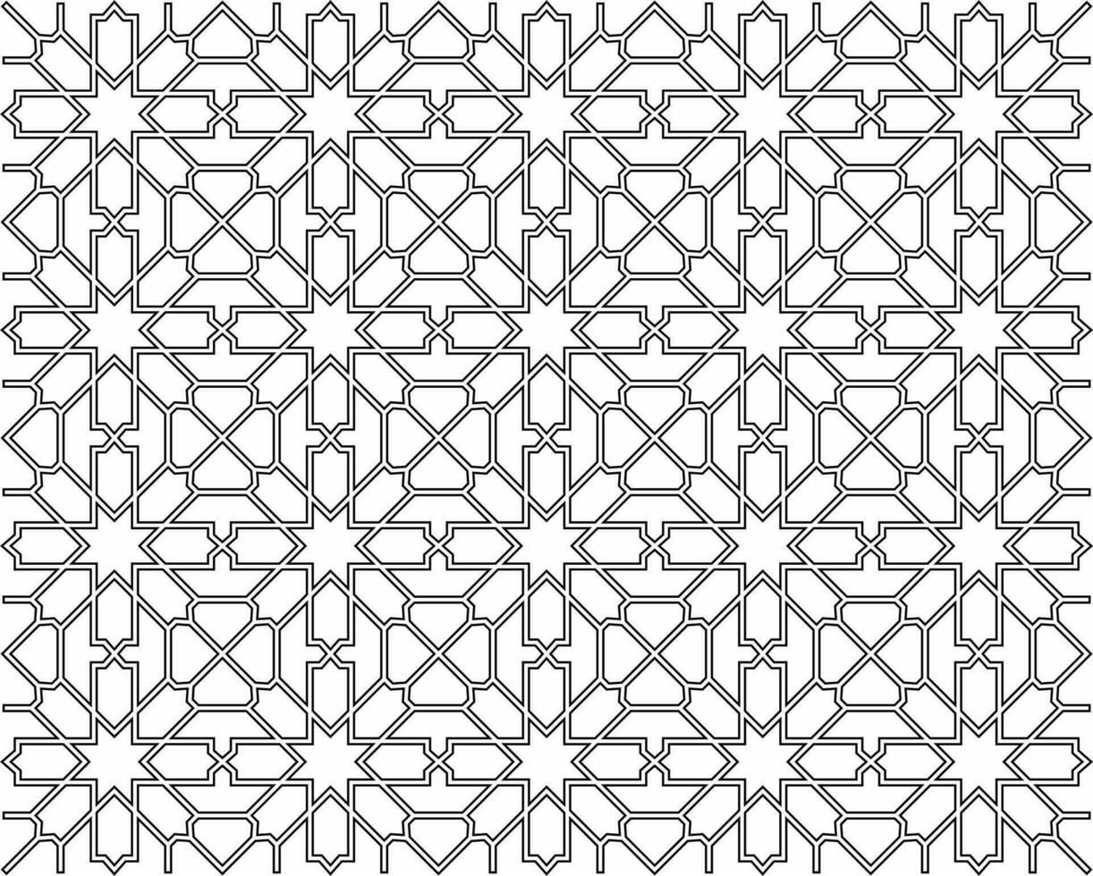 Seamless islamic pattern. Geometric outline texture on white background. Beautiful arabic element design. vector