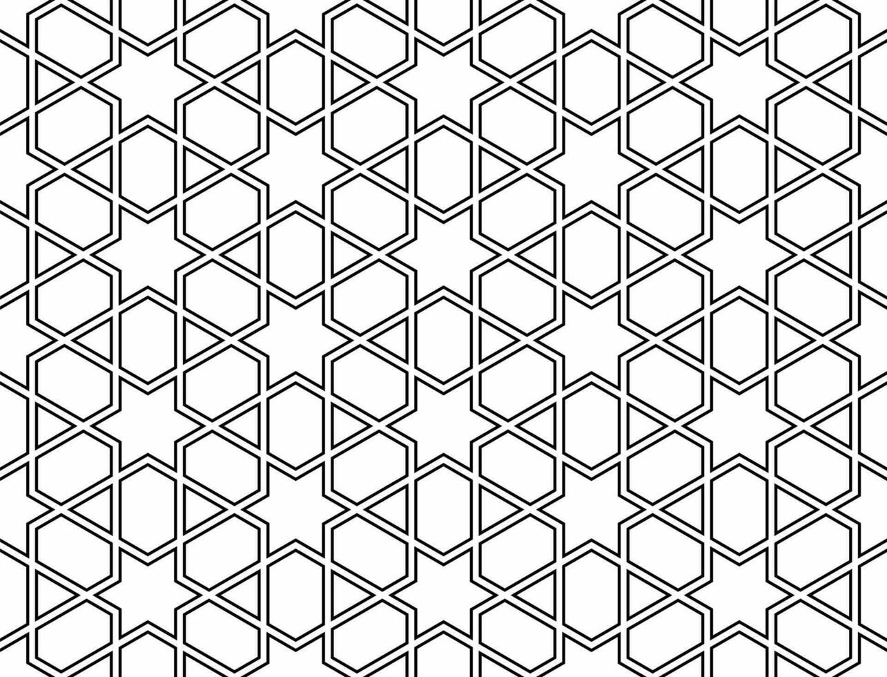 Seamless islamic pattern. Geometric outline texture on white background. Beautiful arabic element design. vector