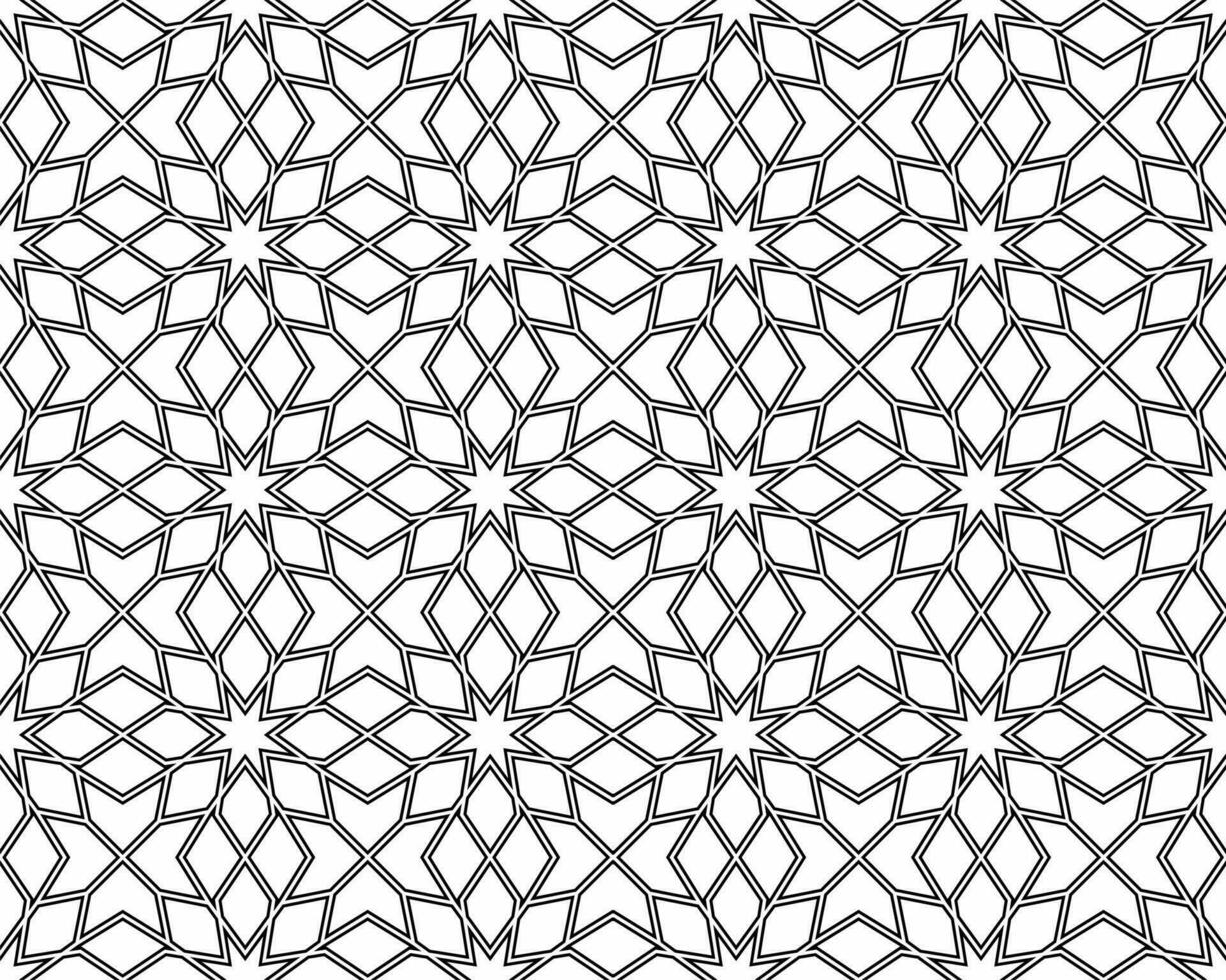 Seamless islamic pattern. Geometric outline texture on white background. Beautiful arabic element design. vector