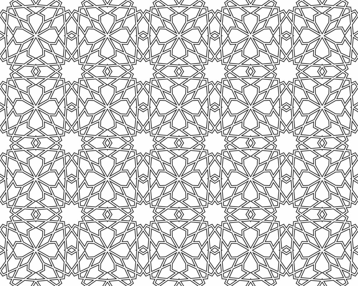 Seamless islamic pattern. Geometric outline texture on white background. Beautiful arabic element design. vector