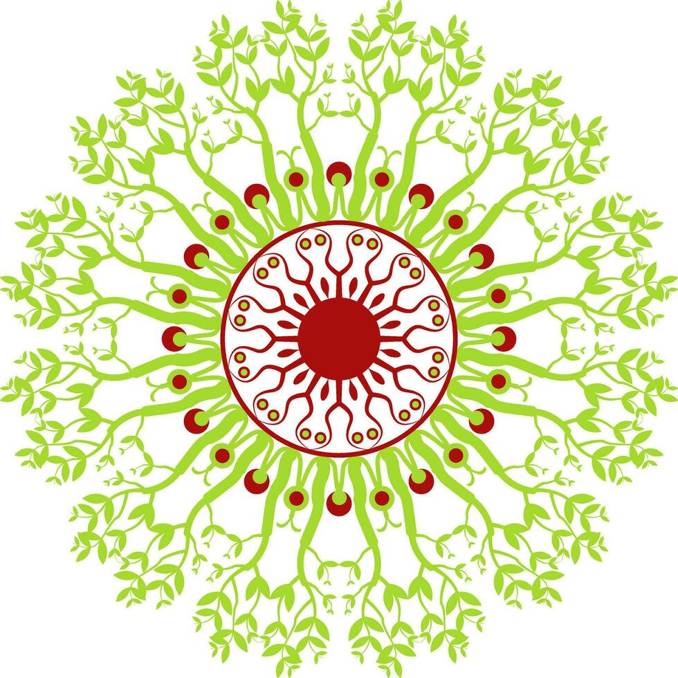 Mandala of green trees and leaves designed in a Circle. Natural ornament. vector