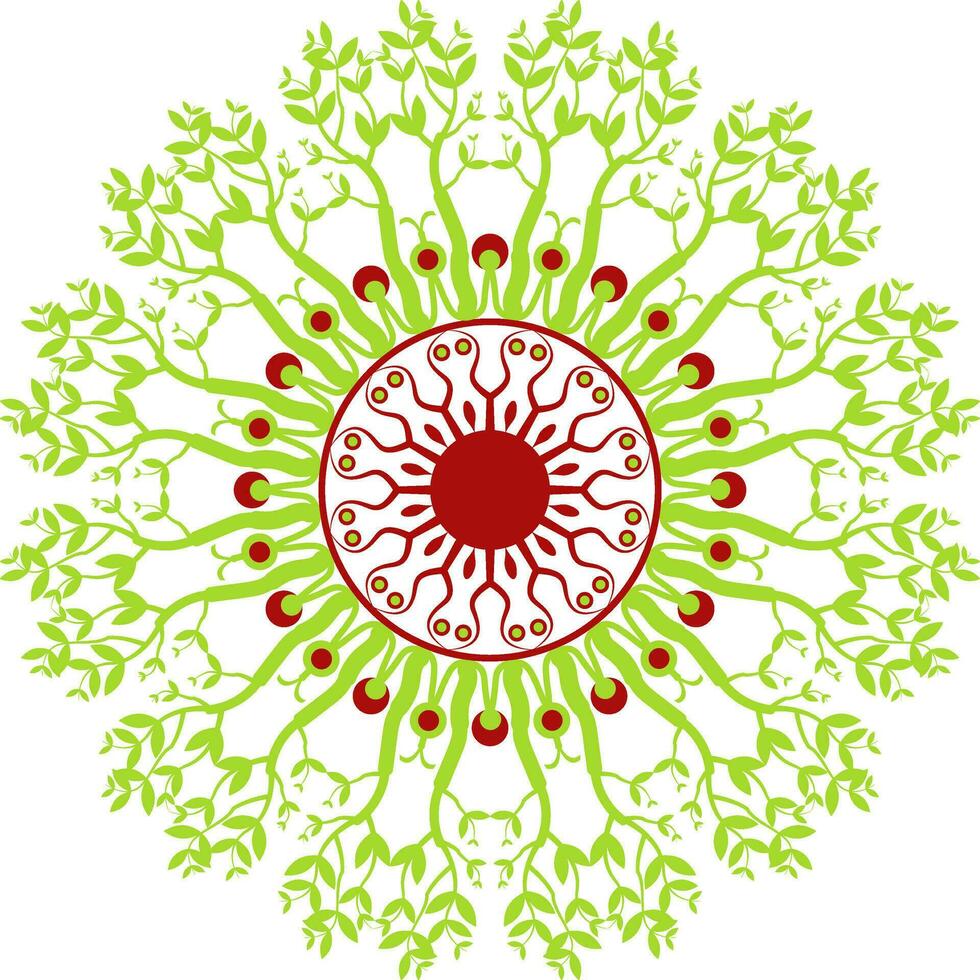 Mandala of green trees and leaves designed in a Circle. Natural ornament. vector