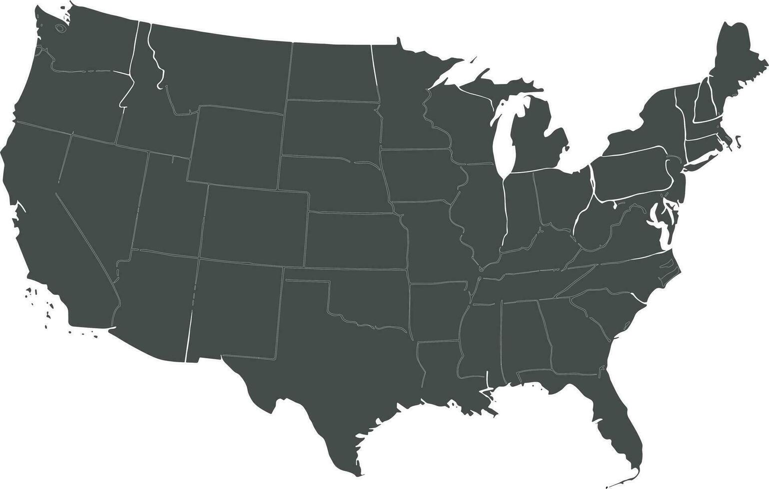 a map of the united states with the states highlighted vector