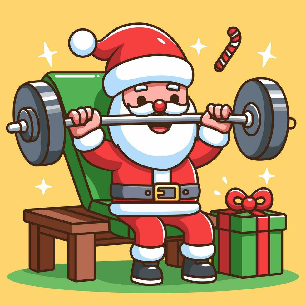 santa claus doing workout vector