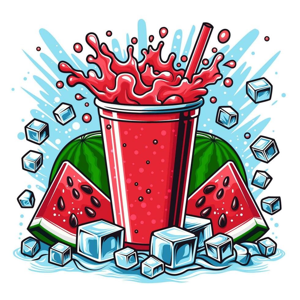 watermelon juice on plastic glass. vector illustration. eps 10