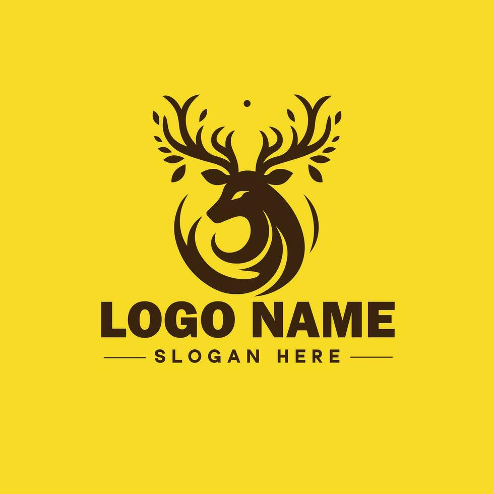 Deer animal logo and icon clean flat modern minimalist business and luxury brand logo design editable vector