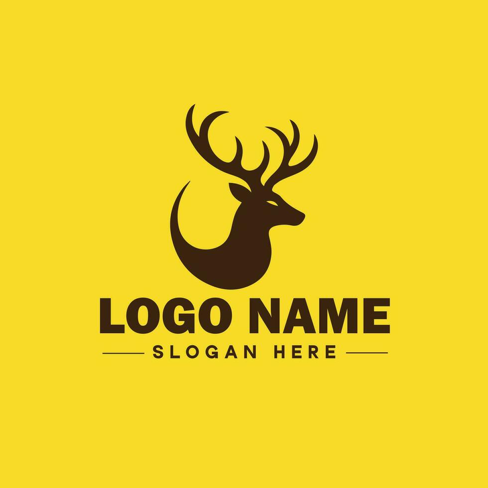 Deer animal logo and icon clean flat modern minimalist business and luxury brand logo design editable vector