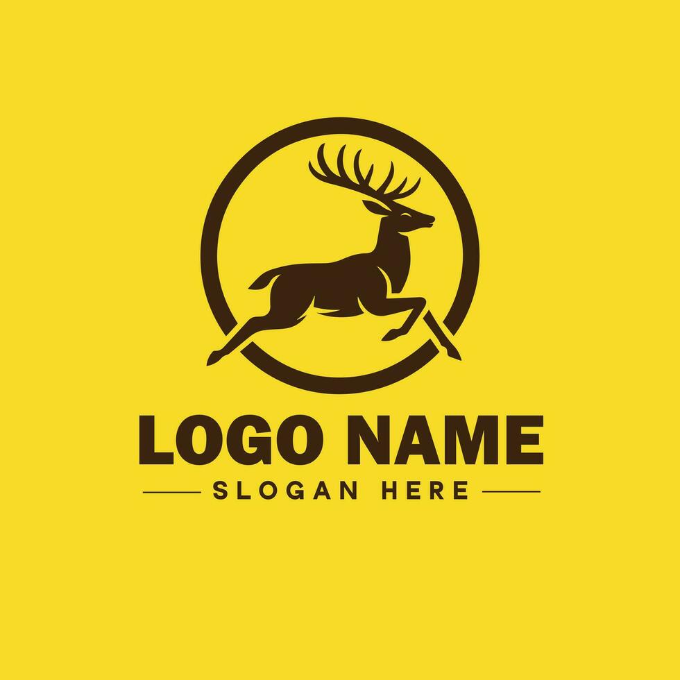 Deer animal logo and icon clean flat modern minimalist business and luxury brand logo design editable vector