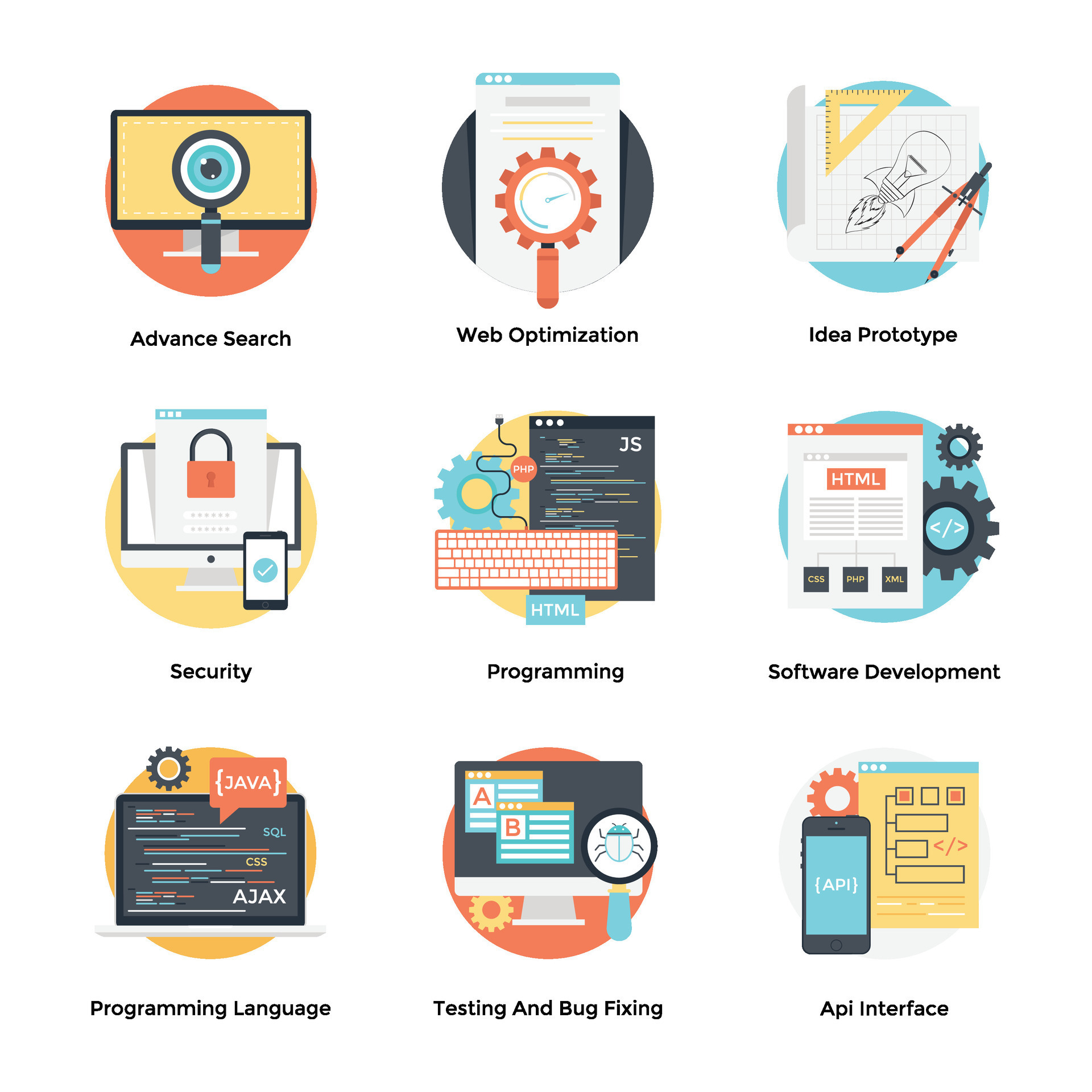 Development Process Flat Icons Set 35887284 Vector Art at Vecteezy