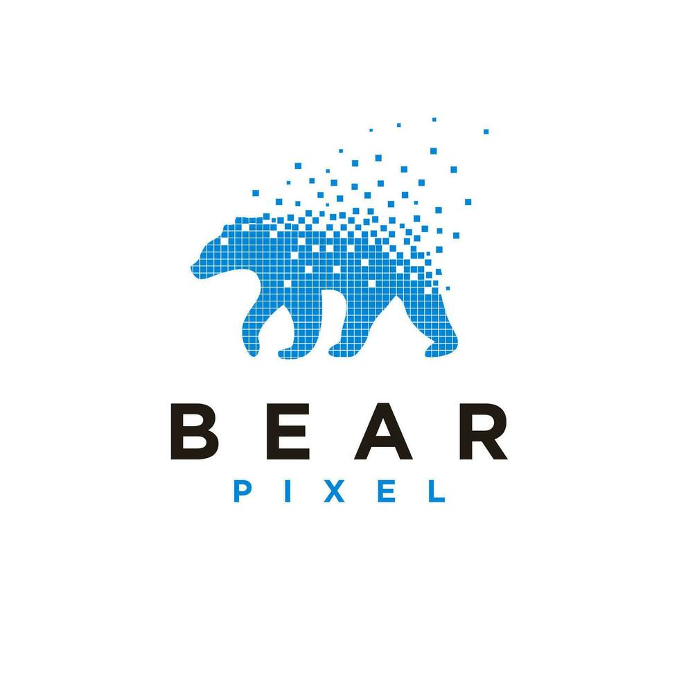 oso con dispersado píxeles vector ilustración