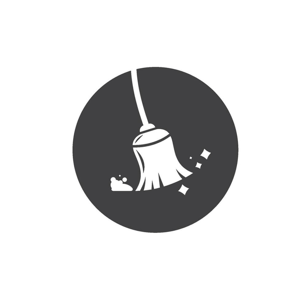 broom icon of cleaner vector illustration design template