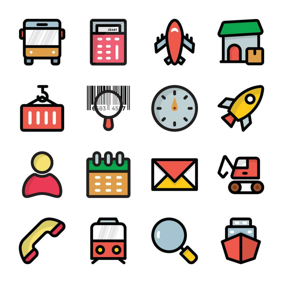 Shipping and Delivery Flat Icons vector