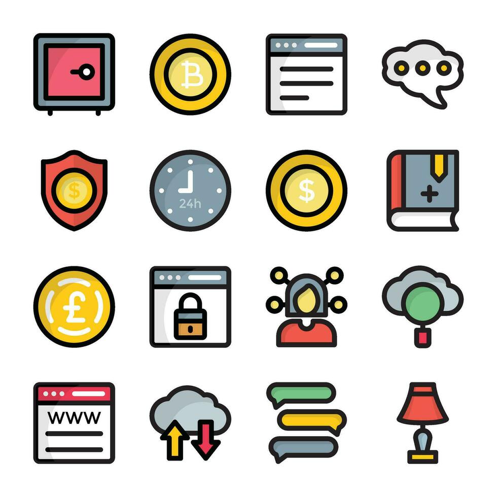 Set of Business and Web Colored Vectors