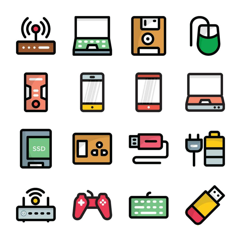 Pack of System Devices Icons vector