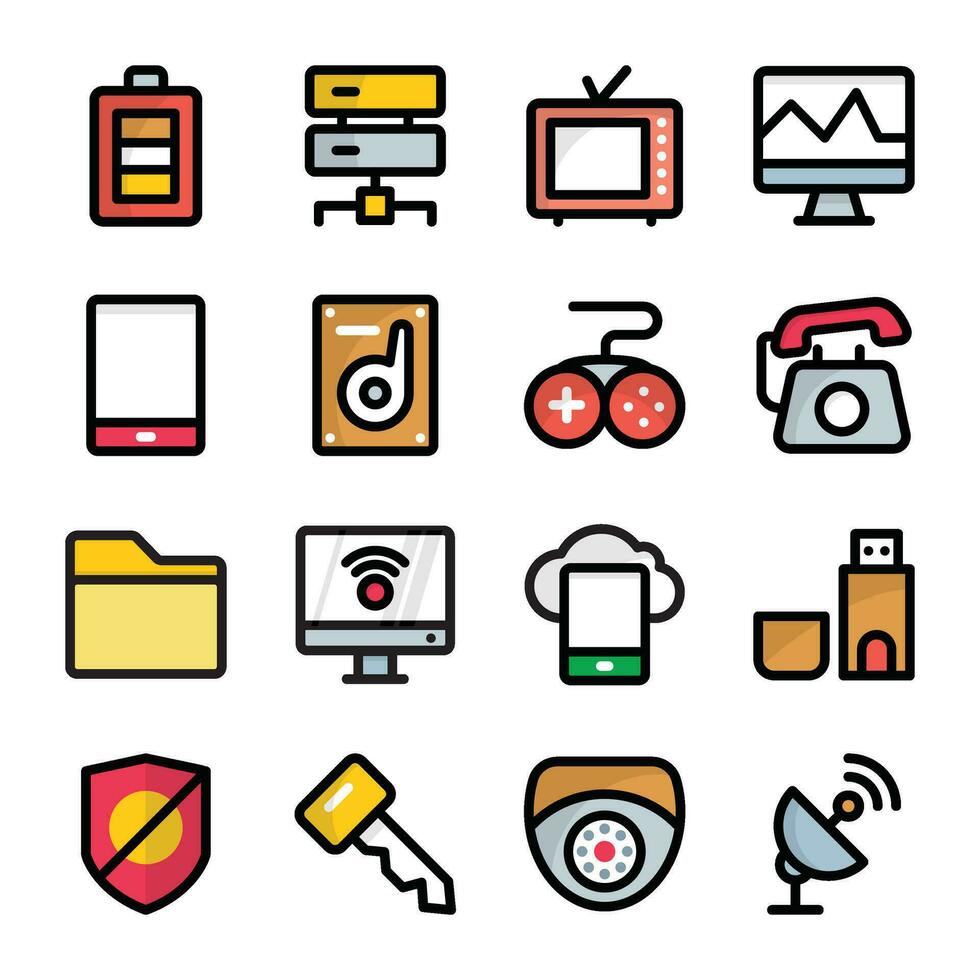 Pack of Devices and Hardware Icons vector