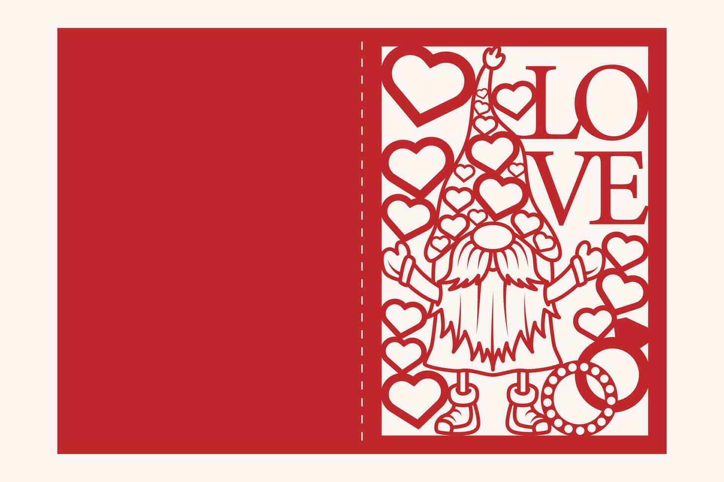 Valentine Gnome  Greeting Card Papercut vector