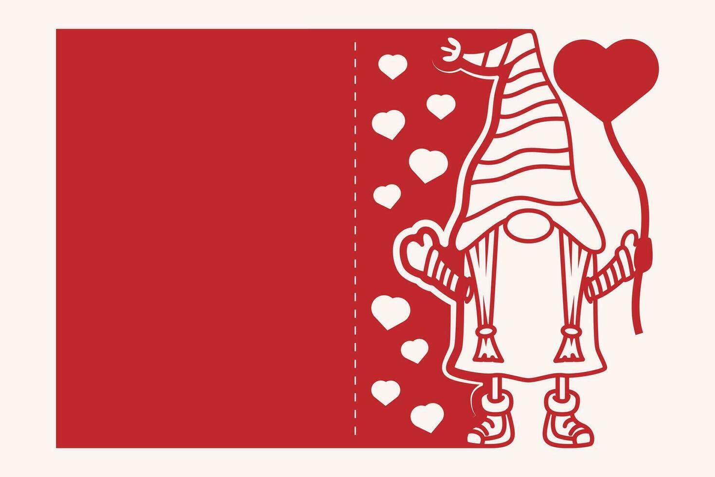 Valentine Gnome  Greeting Card Papercut vector