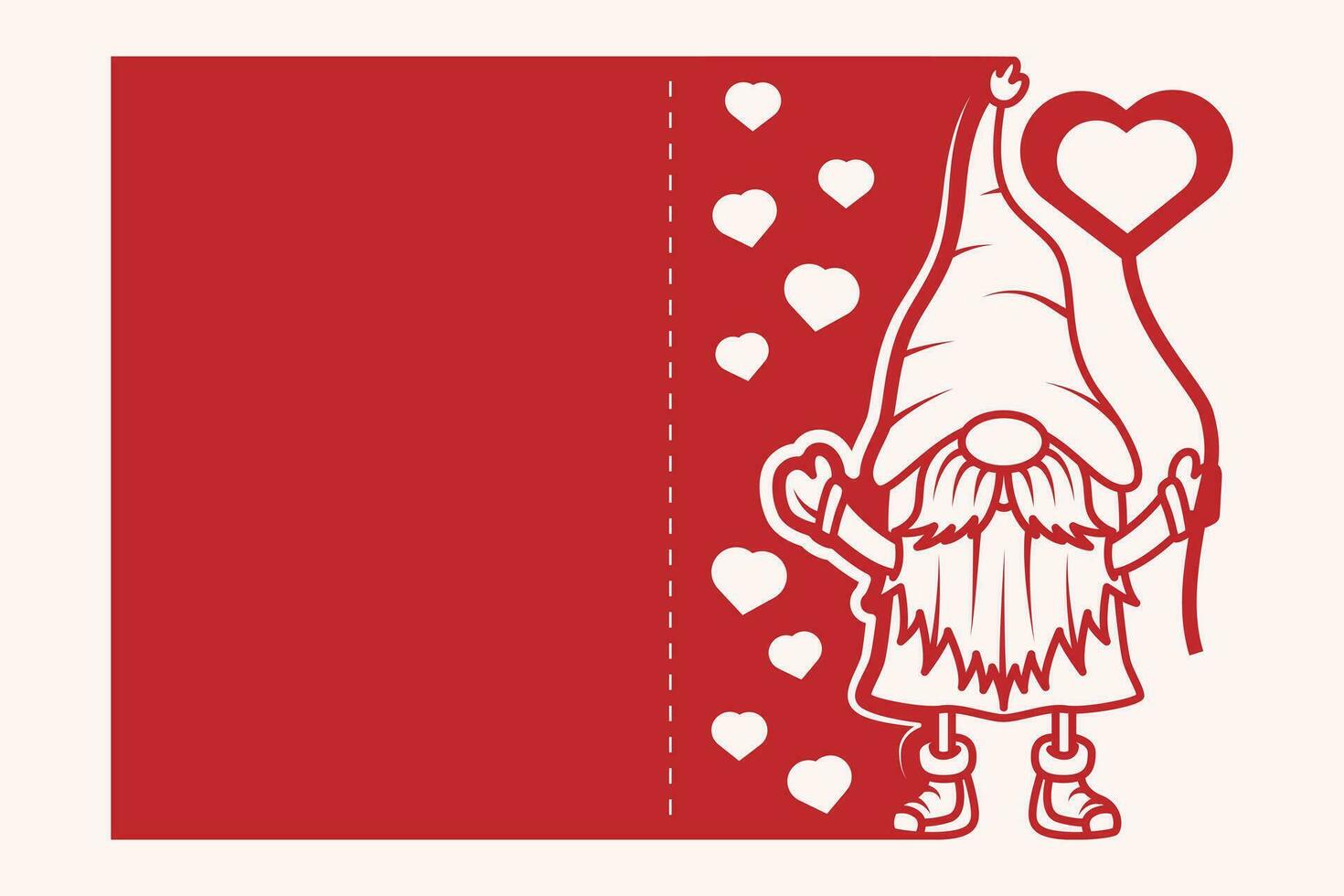 Valentine Gnome  Greeting Card Papercut vector