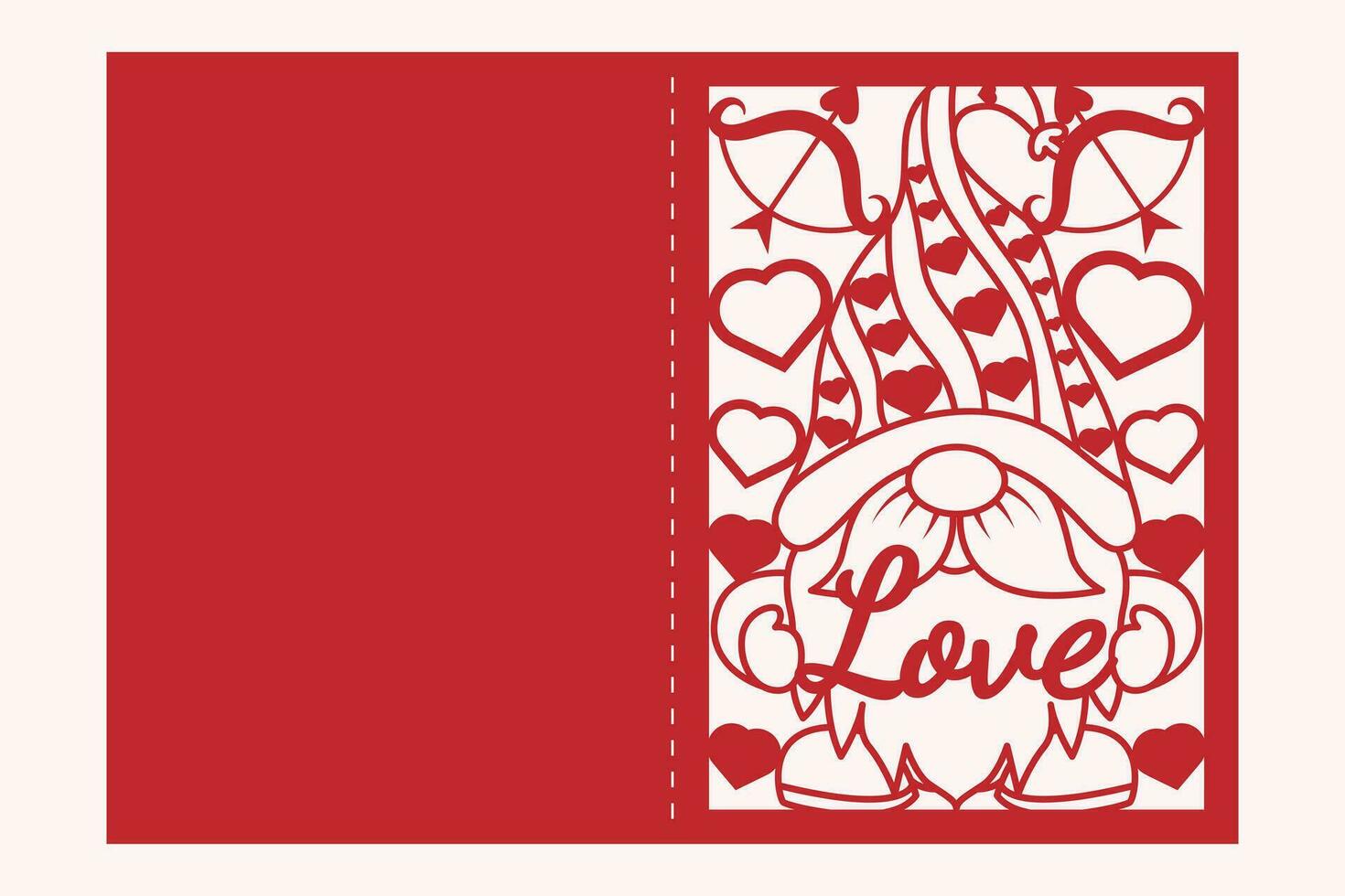 Valentine Gnome  Greeting Card Papercut vector