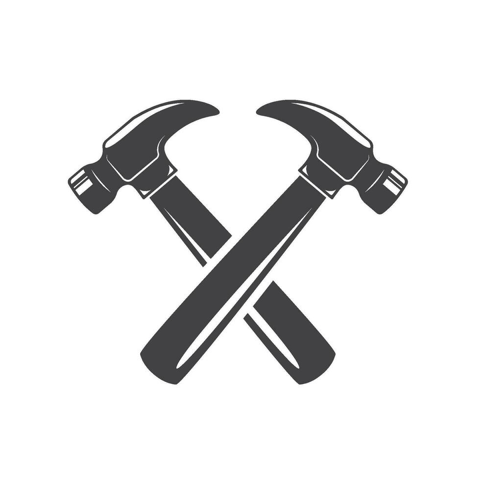 black crossed  hammer tool icon vector element design template