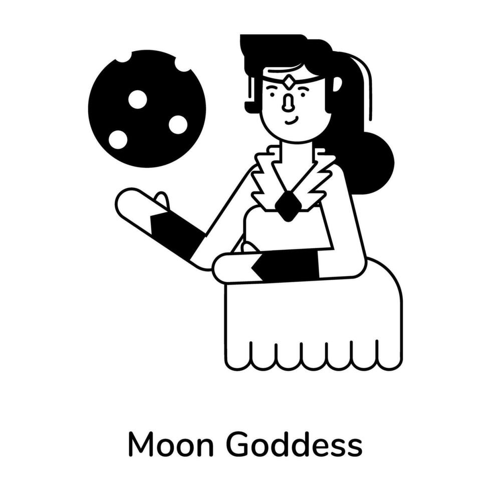 Trendy Moon Goddess vector