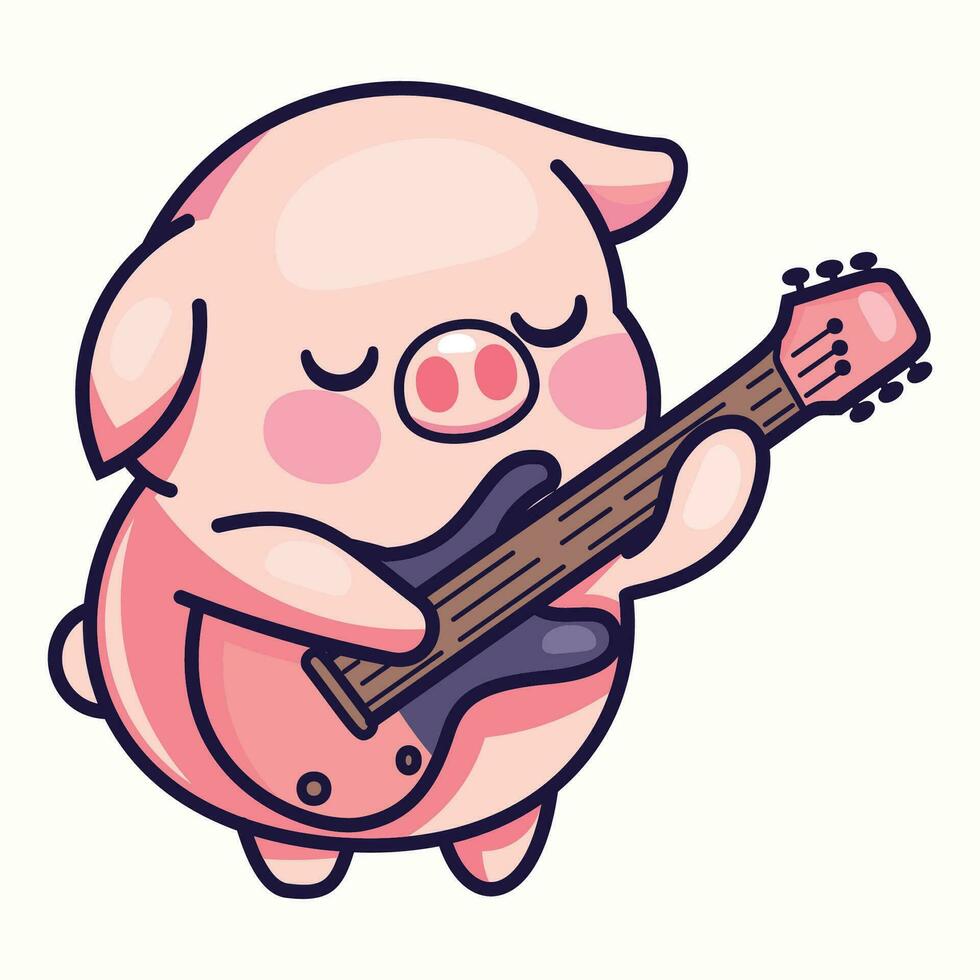 Cute pig vector, cute pig sticker vector