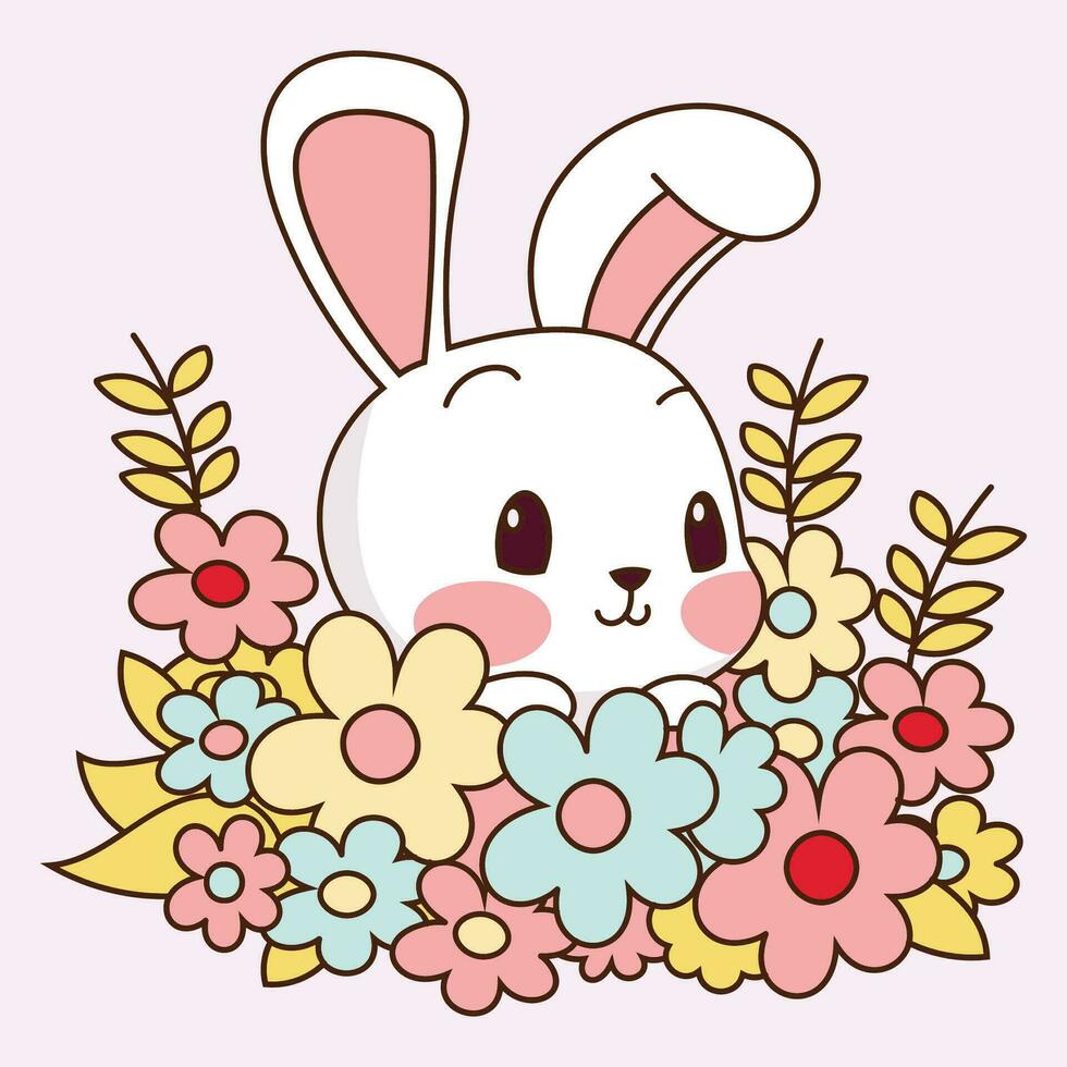 Cute bunny vector, cute bunny sticker vector