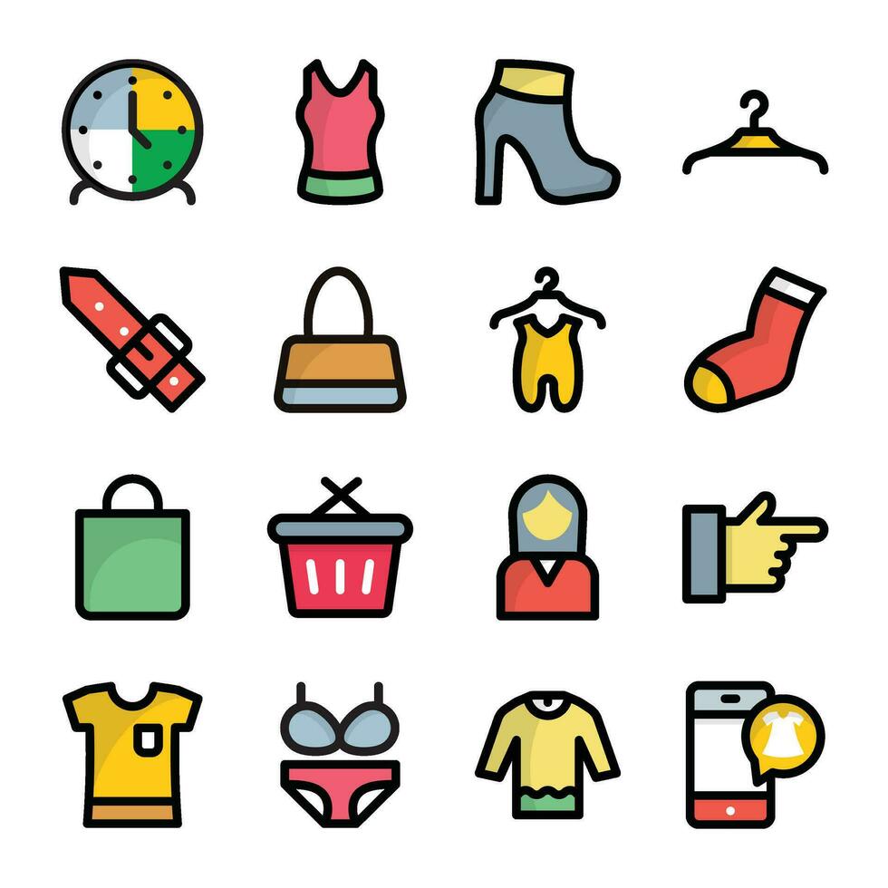 Flat Vectors Icons Set Of Shopping
