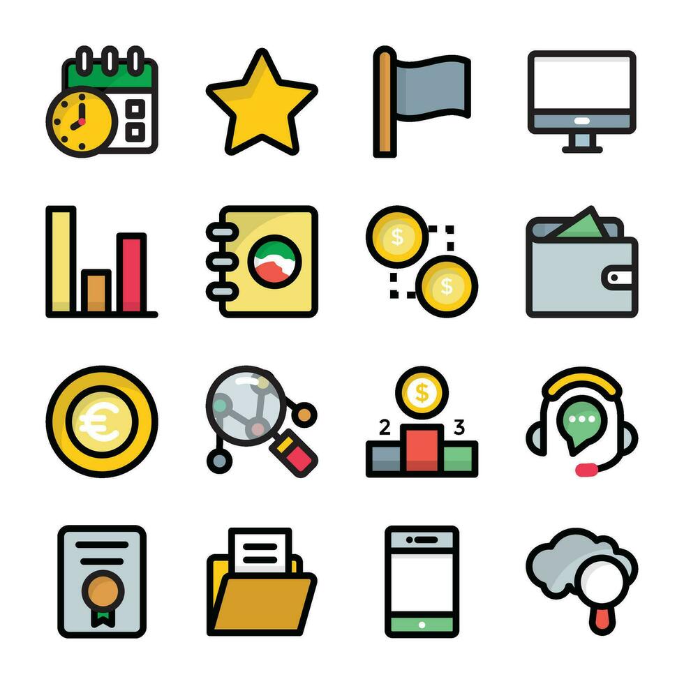 Set of Business Efficiency Colored Vectors
