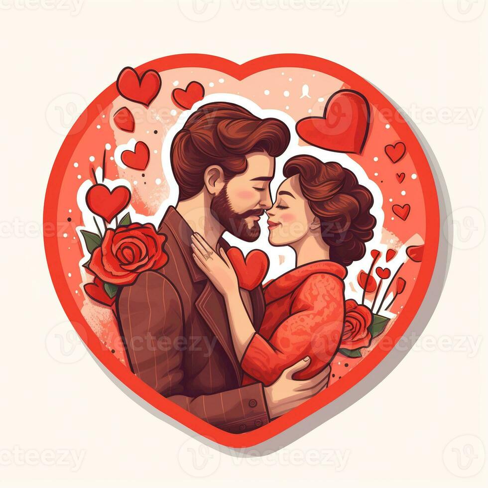 AI generated Valentines Day stickers. Love tenderness and romantic feelings concept AI Generative photo