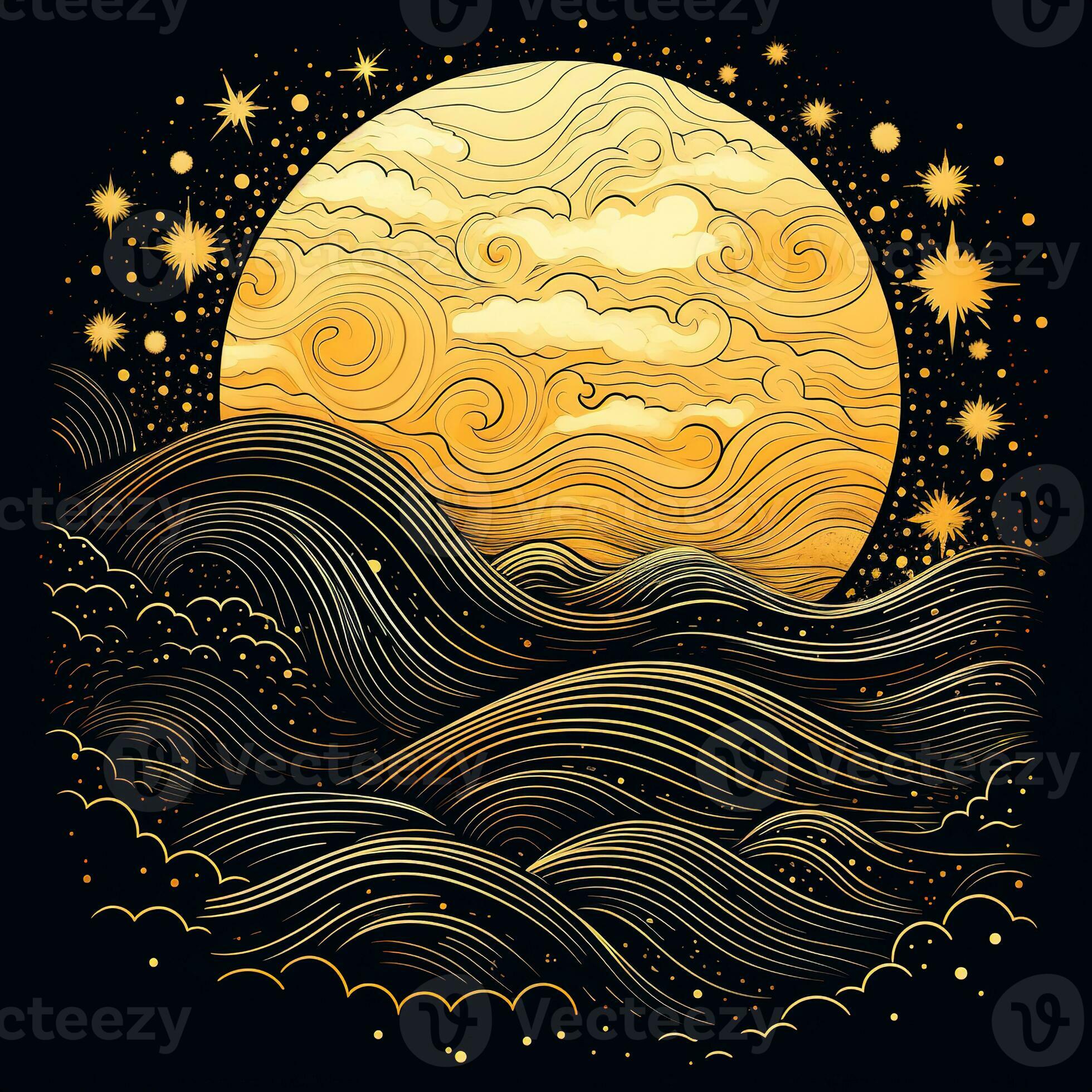 AI generated Magical sun for astrology, celestial alchemy. Heavenly art