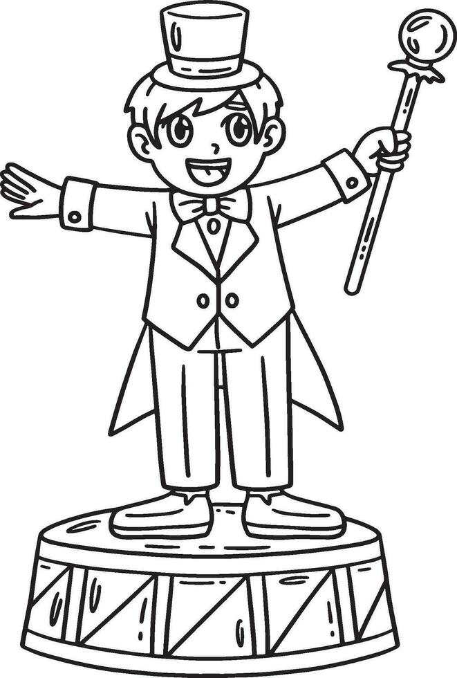 Circus Ring Master Isolated Coloring Page for Kids vector