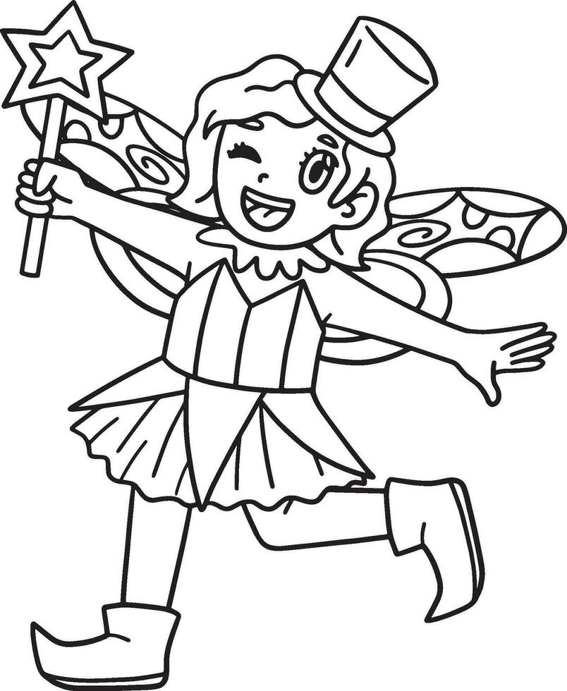 Circus Girl Dressed as a Fairy Isolated Coloring vector