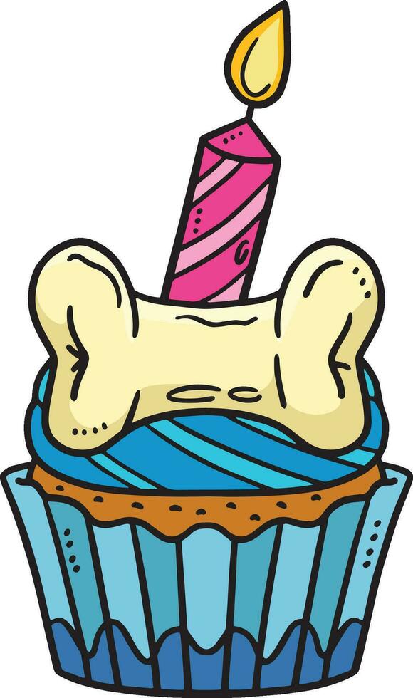 Birthday Cupcake with a Candle Cartoon Clipart vector