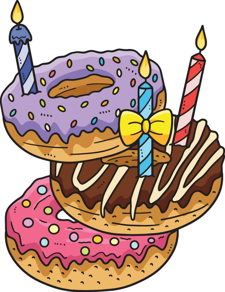 Birthday Stack of Donuts with Candle Clipart vector