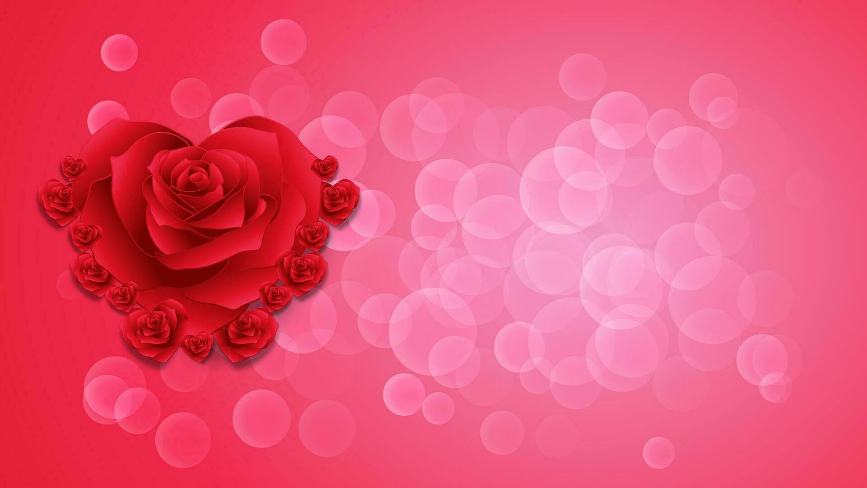 Valentine's day background with heart shaped flowers vector