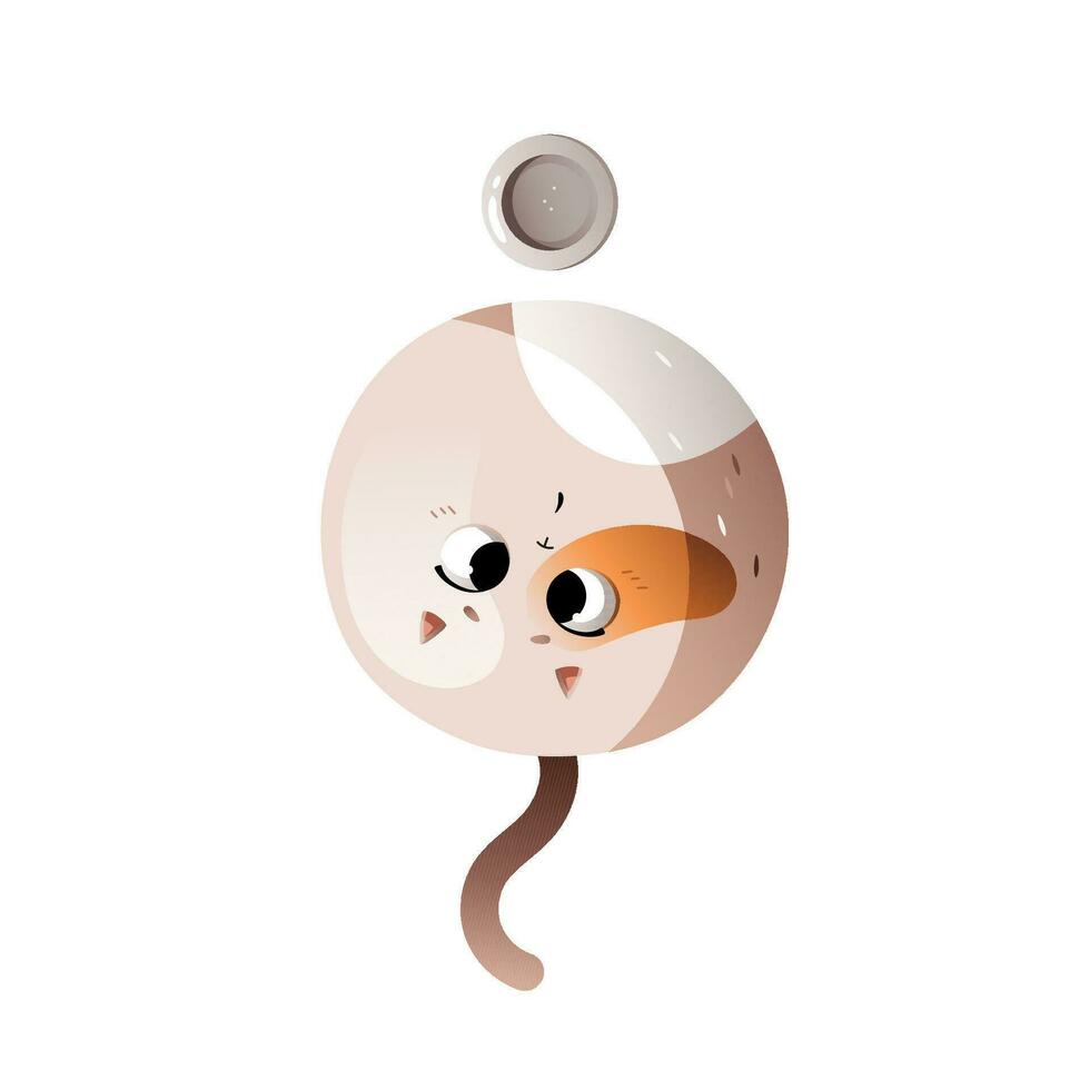 A Beige Cartoon Fat Cat Asks To Eat from An Empty Bowl vector