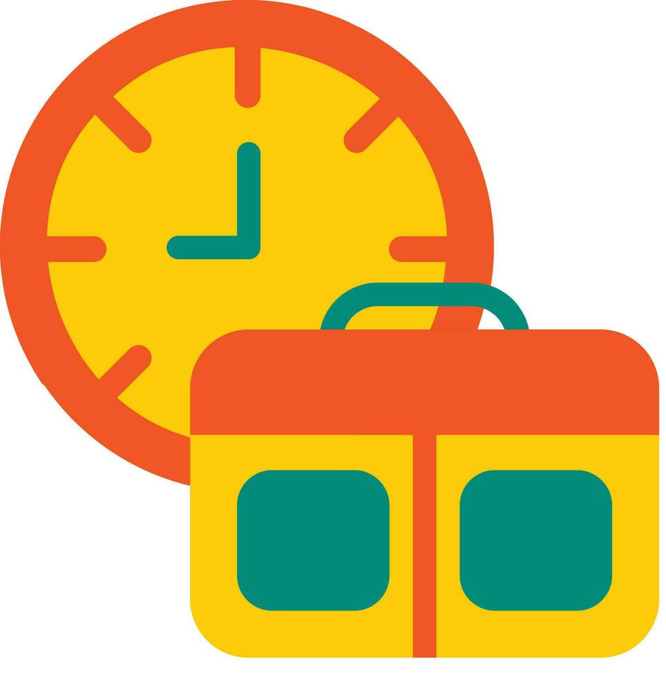 reloj reloj hora bolso maletín trabajo vector plano icono, adecuado para negocio o inversión o oficina objetivo.