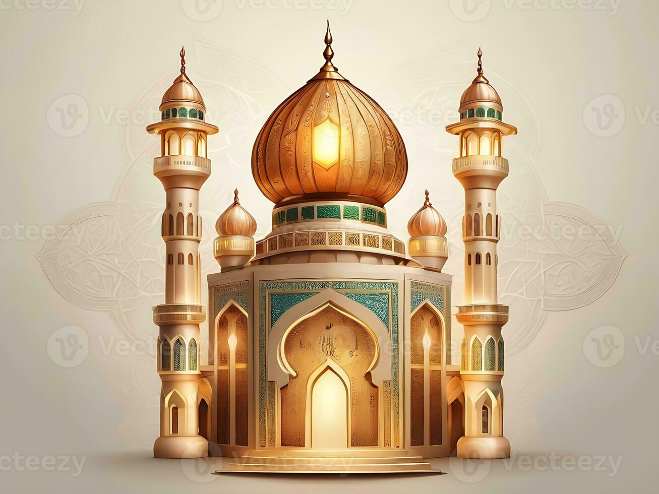 ai generado ilustración de increíble arquitectura diseño de musulmán mezquita Arábica linterna de Ramadán celebracion. foto