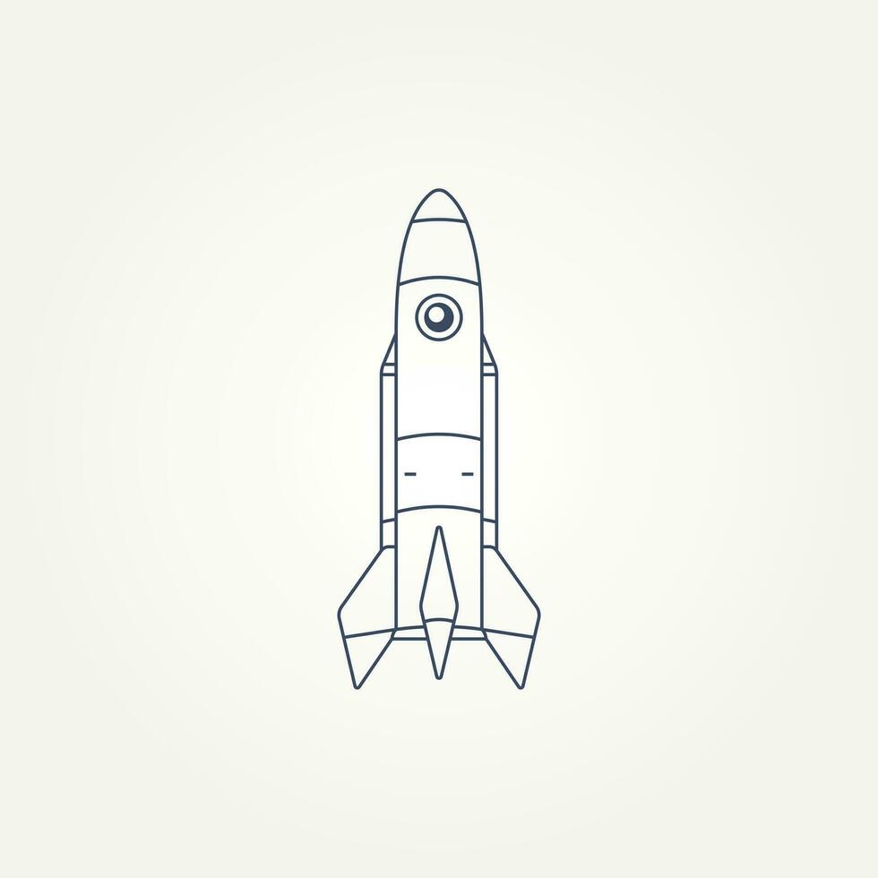 aislado astronave cohete icono logo modelo vector ilustración diseño. Clásico futurista, espacio, innovación línea Arte icono logo concepto