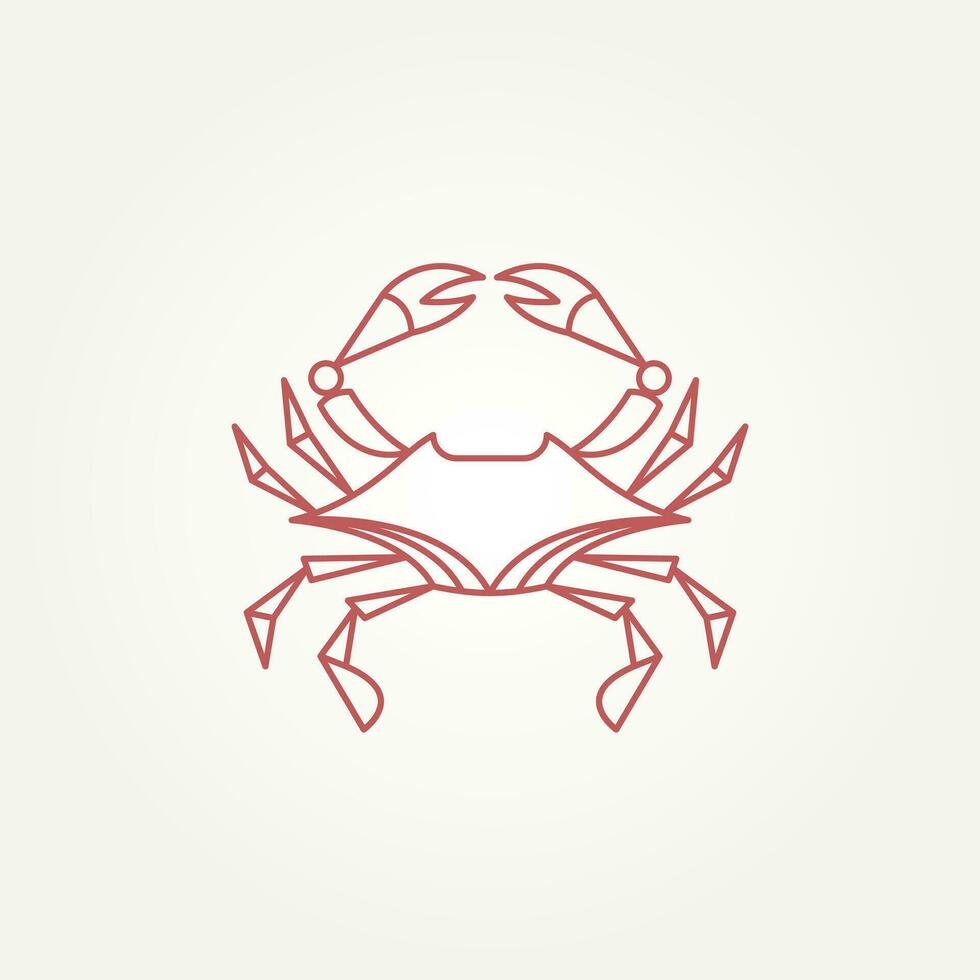 minimalist isolated crab line art icon logo template vector illustration design