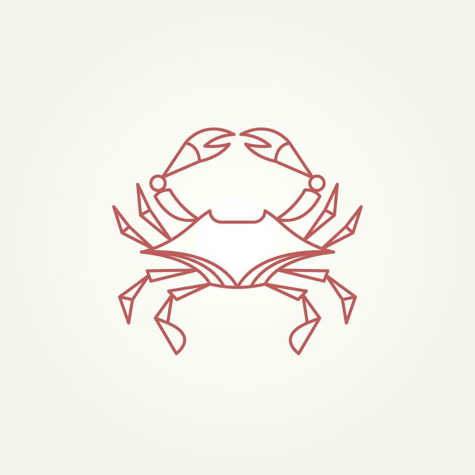 minimalist isolated crab line art icon logo template vector illustration design