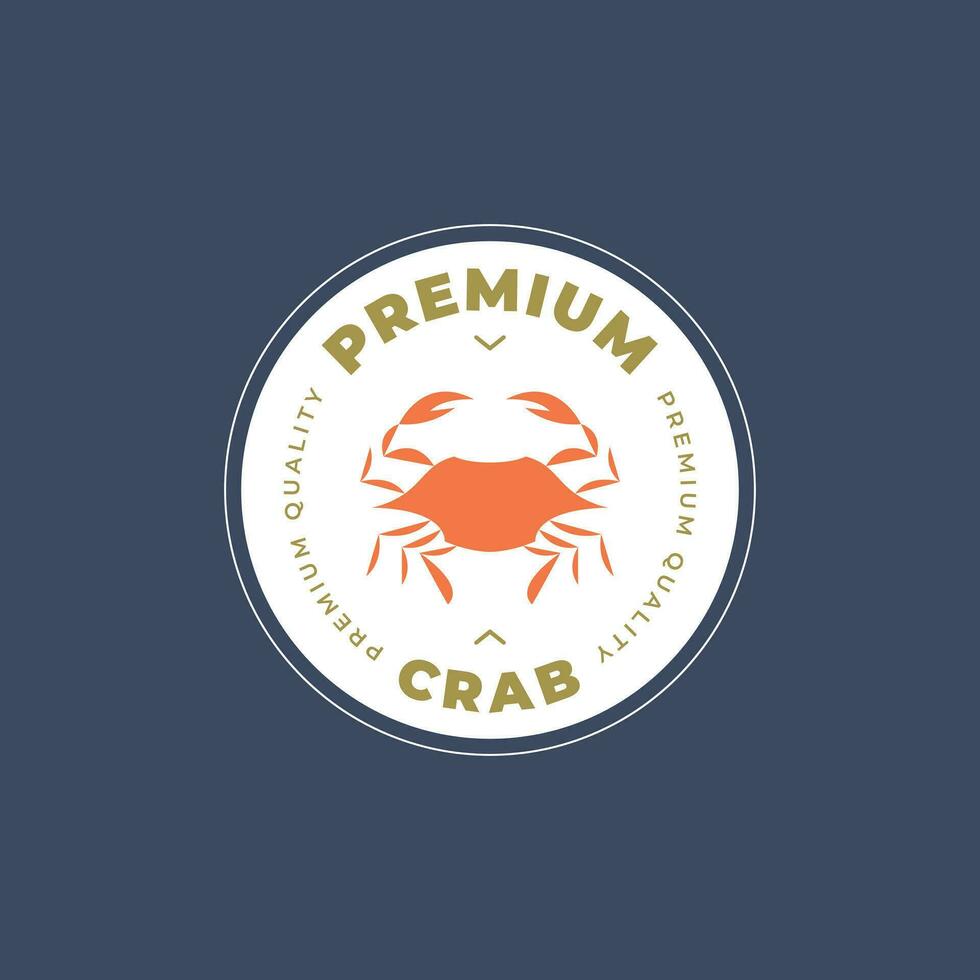 premium crab seafood restaurant badge icon logo template vector illustration design. minimalist simple fish restaurants, sea crab, seafood emblem logo concept