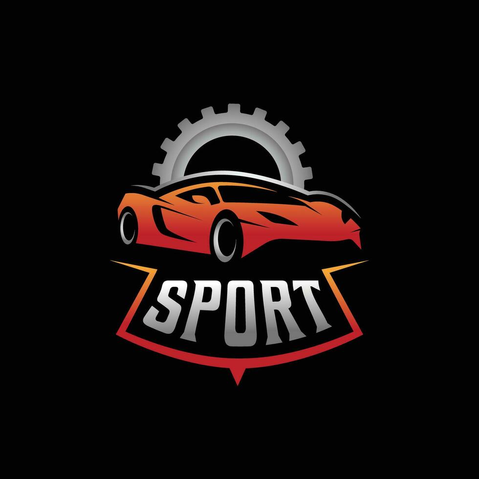 deporte coche garaje icono logo modelo vector ilustración diseño. coche reparar servicio, automotor y engranaje logo concepto